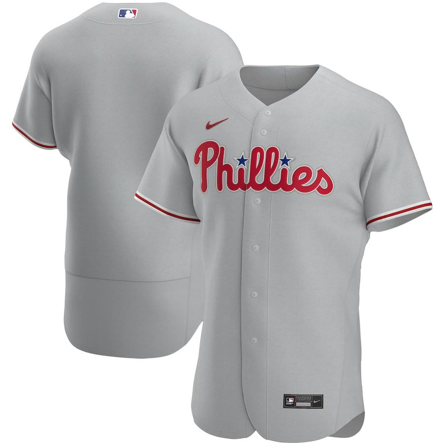 Mens Philadelphia Phillies Nike Gray Road Authentic Team MLB Jerseys